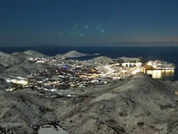 Η χιονισμένη Λήμνος την ώρα που βραδιάζει