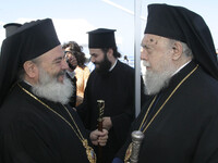 Ο Μακαριστός Αρχιεπίσκοπος Χριστόδουλος και ο Μακαριστός Επίσκοπος Πατρών Νικόδημος Χρήστος Μπόνης//EUROKINISSI