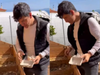 Ο Σάκης Ρουβάς μαζεύει αβγά και δείχνει ...