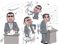 Ο κυβερνητικός εκπρόσωπος με το πενάκι του Dranis