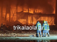 Τρίκαλα: Φωτιά μετά από έκρηξη στη μπισκ...