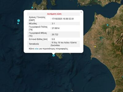 Σεισμός 3,1 Ρίχτερ στη Ζάκυνθο - Στον Άγ...