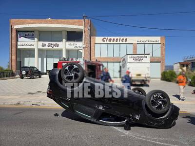 Πάτρα: Αμάξι πήρε τούμπα στην Εθνική κον...