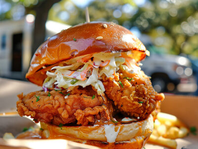 Συνταγή για burger με τραγανό κοτόπουλο ...