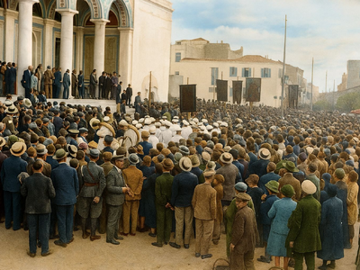 Πατρινοί στην εορτάζουσα Παντάνασσα το 1929 μέσω AI Πατρινοί στην εορτάζουσα Παντάνασσα το 1929 μέσω AI