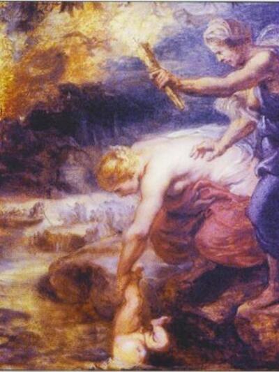 "Thetis dipping her son Achilles in...