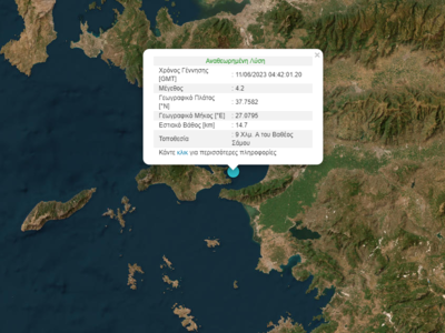 Σεισμός 4,2 Ρίχτερ στη Σάμο 