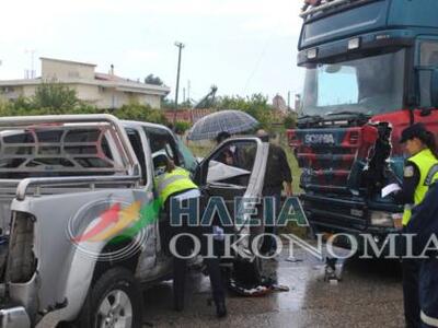 Πύργος: Σφοδρή σύγκρουση Ι.Χ. με νταλίκα...