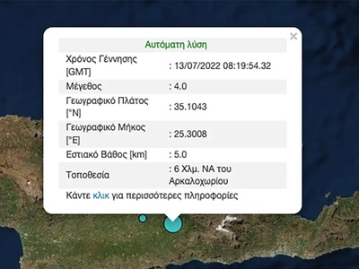 Σεισμός 4 ρίχτερ στην Κρήτη