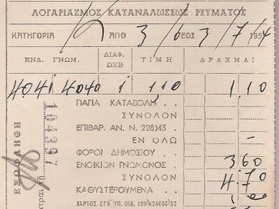 Απόδειξη λογαριασμού ρεύματος.