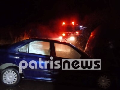 Ζαχάρω Ηλείας : Όχημα «τυλίχθηκε» στις φ...