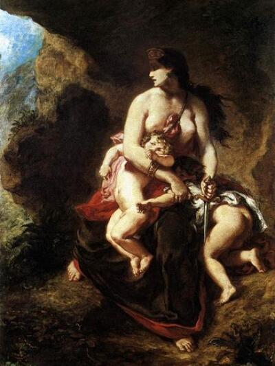 Medea about to murder her children, 1838