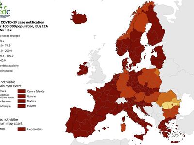 ECDC: Στο «βαθύ κόκκινο» η Ελλάδα και σχεδόν όλη η Ευρώπη