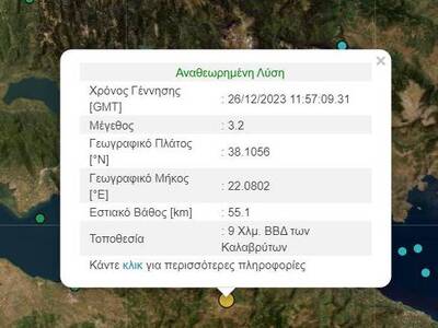 Σεισμός 3,2 Ρίχτερ στα Καλάβρυτα