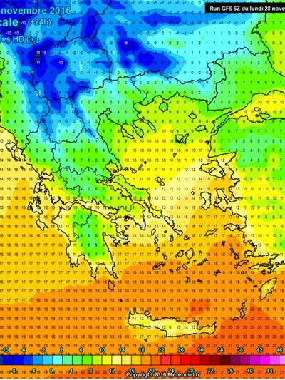 Στο χάρτη φαίνονται οι θερμοκρασίες που ...
