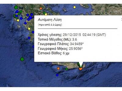 Σεισμός 3,3 R ανοιχτά τη Ιεράπετρας