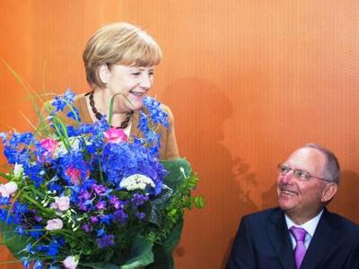 Μια ανθοδέσμη για τη Μέρκελ 