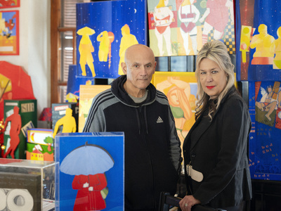 Ο Κώστας Σπυρόπουλος με τη σύζυγό του, Μ...