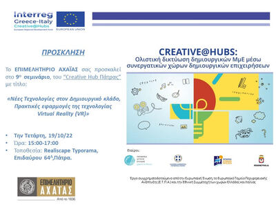 Το 9ο βιωματικό σεμινάριο του Creative@Hub Πάτρας 