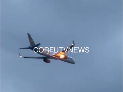 Κέρκυρα: Φλόγες από την τουρμπίνα αεροπλ...