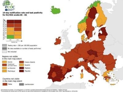 Ευρωπαϊκός χάρτης κορωνοϊού: Πορτοκαλί κ...