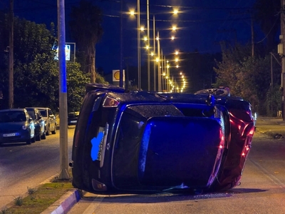 Λευκάδα: ΙΧ έχασε τον έλεγχο και ανετράπη- ΦΩΤΟ