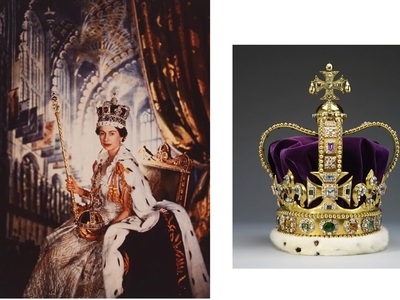 Το στέμμα της Αυτοκρατορίας αριστερά και...