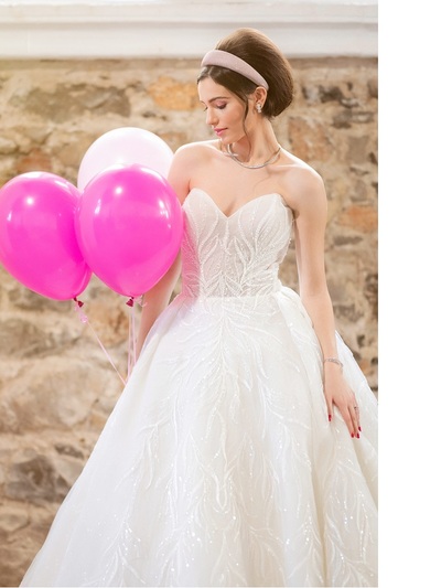 Nυφικό Demetrios Platinum, με στράπλες μ...