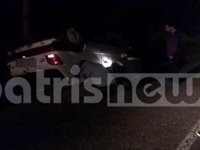 Hλεία: Θεαματική ανατροπή οχήματος με δύ...