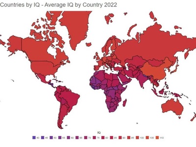 Ο χάρτης IQ του πλανήτη. Με έντονο κόκκι...