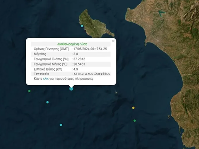 Σεισμός 3,8 Ρίχτερ στο Ιόνιο - Ανοιχτά τ...