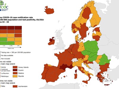 Χάρτης ECDC – Η Δυτ. Ελλάδα περιοχές της...