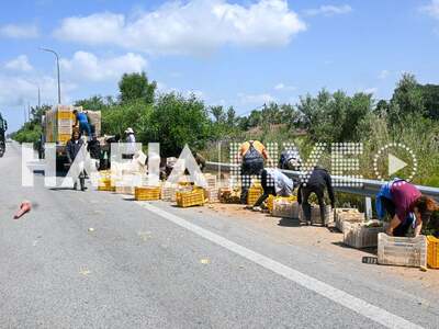 Πατρών - Πύργου: Γέμισε με πατάτες η εθνική