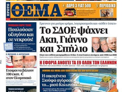 Ψάχνει το ΣΔΟΕ Τσοχατζόπουλο, Παπαντωνίο...
