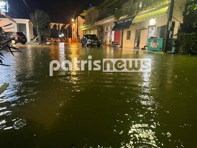 Κακοκαιρία στην Hλεία: Πλημμυρισμένοι δρόμοι και πτώσεις δέντρων-ΦΩΤΟ