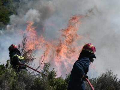 Σε ύφεση η φωτιά στην Καλλιτεχνούπολη Αττικής