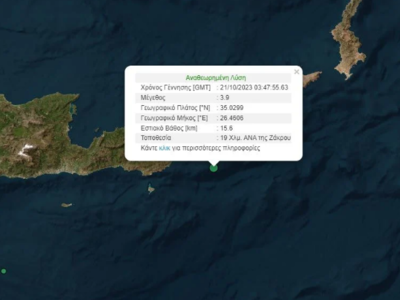 Σεισμός 3,9 Ρίχτερ στην Κρήτη