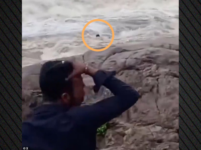 Ινδία: Η στιγμή που καταρράκτης «καταπίν...