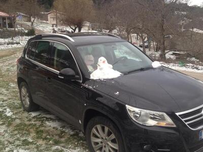 Χιονάνθρωπος και στο αυτοκίνητο του Γιώρ...