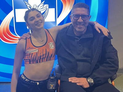 Η Γεωργία Σταθοπούλου με τον προπονητή τ...