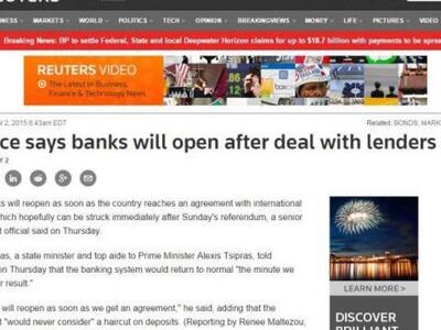 Reuters: Οι τράπεζες θα ανοίξουν όταν υπ...
