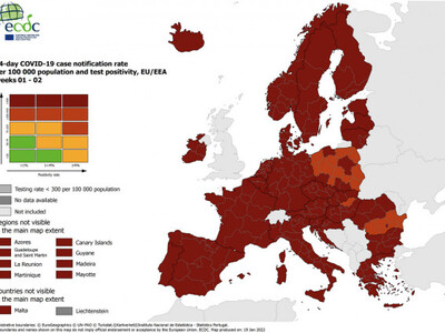 Η Ομικρον «έβαψε» βαθύ κόκκινο σχεδόν όλη την Ευρώπη – Ανάμεσά τους και η Ελλάδα