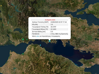 Σεισμός 3 ρίχτερ στον Κορινθιακό