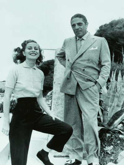 Ο Αριστοτέλης Ωνάσης µε τη σύζυγό του Τίνα Λιβανού