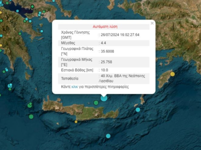 Σεισμός 4,4 Ρίχτερ στην Κρήτη