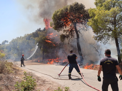 Σε ύφεση παραμένουν οι φωτιές σε Κερατέα...