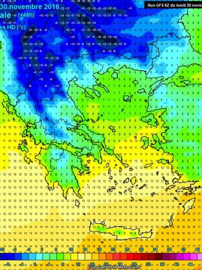 Οι θερμοκρασίες στην Ελλάδα δύο μέτρα πά...
