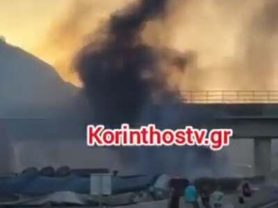 Νταλίκα τυλίχθηκε στις φλόγες στην Αθηνώ...