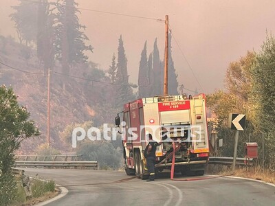 Φωτιά - Ηλεία: Ισχυρό μέτωπο καίει στη Μουριά