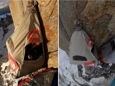 Ορειβάτες κοιμούνται σε κρεμαστές σκηνές...